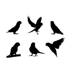 Set Of Silhouettes Of Love Birds