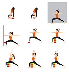 Warrior And Forward Fold Asanas Set With Props