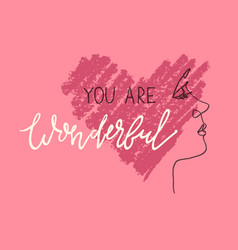 You Are Wonderful Girl Portrait Continuos Line