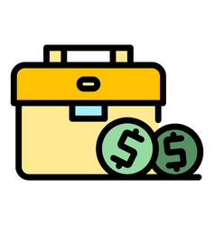 Suitcase Dollar Icon Flat