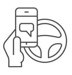 Texting While Driving Thin Line Icon Smartphone