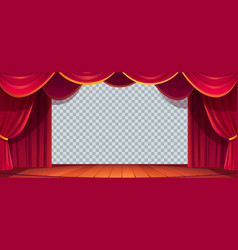 Stage Red Curtains Isolated Empty Textile Frames