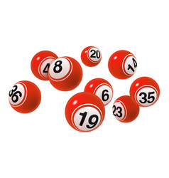 Bingo Lottery Number Balls Red Set On White