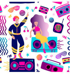 Girl And Boy 80s Disco Seamless Party Pattern