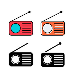 Set Of Retro Radio Station Icon Flat Isolated