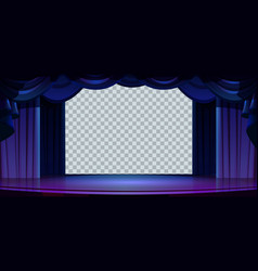 Stage Blue Curtains Isolated Empty Textile Frames