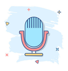 Cartoon Microphone Icon In Comic Style Mic