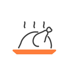 Chicken On Plate Icon Color