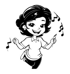 Cute Girl Listening To Music In The Park Cartoon