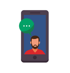 Man Into A Cellphone With Speech Bubble