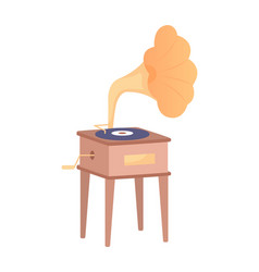 Gramophone For Playing Music Semi Flat Color