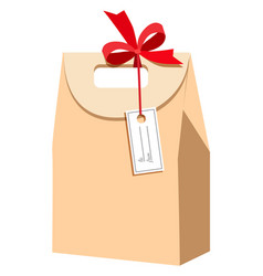 Paper Bag With Red Bow Present Gift Color Icon