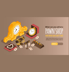 Pawn Shop Isometric Horizontal Banner