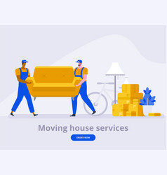 Two Workers Are Carrying A Sofa Moving House