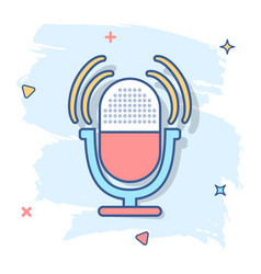 Cartoon Microphone Icon In Comic Style Mic