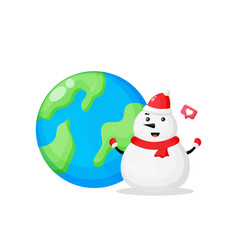 Cute Snowman With Earth Christmas Ornament