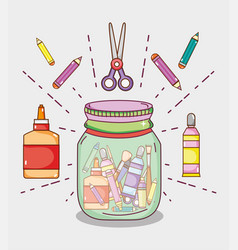 Mason Jar With Craft Supplies