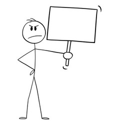 Angry Person Holding Empty Sign Cartoon Stick