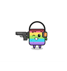 Rainbow Cake Cartoon Doing Shooting Range