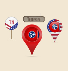 Tennessee Us State Round Flag Map Pin Red Map