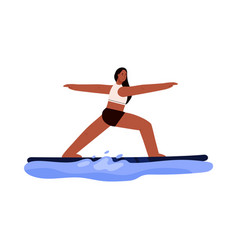 Woman Standing In Paddle Yoga Asana Flat