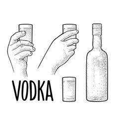 Hands Holding Glass Vodka Vintage