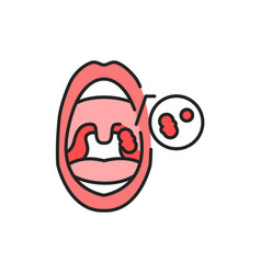 Open Mouth With Adenoids Line Color Icon Sign