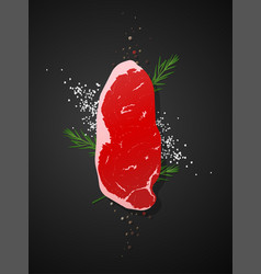 Raw Beef Strip Loin Steak On Dark Background