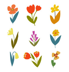 Set Cartoon Flowers Of Abstract