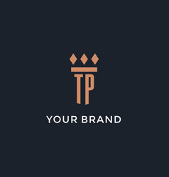 Tp Logo Initial With Pillar Icon Design Luxury