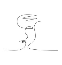 Woman Face One Line Drawing