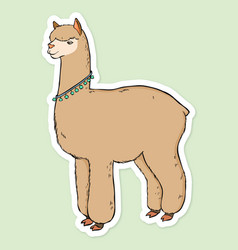 Cartoon Sticker Lama Hand Drawn Clipart