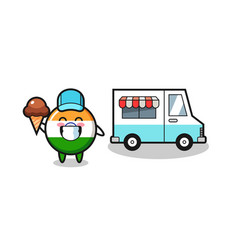 Mascot Cartoon Of India With Ice Cream Truck