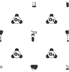 Set Test Tube And Ozone On Seamless Pattern