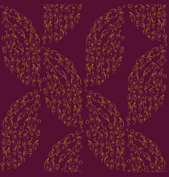 Burgundy Gold Ornamental Leaf Repeat Patter