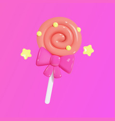 Candy Lollipop With Bow 3d Icon