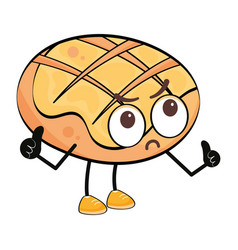 Isolated Cute Angry Bread Cartoon Character