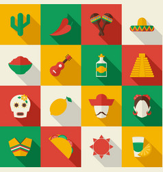 Mexico Flat Icons Set