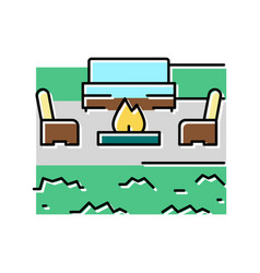 Outdoor Living Furniture And Fireplace Color Icon