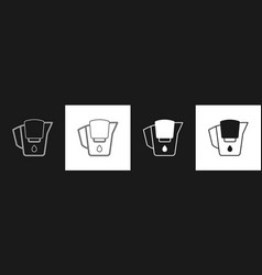 Set Water Jug With A Filter Icon Isolated On Black