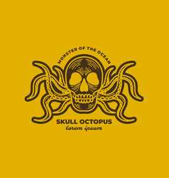 Vintage Art Design Of A Skull With Octopus Legs