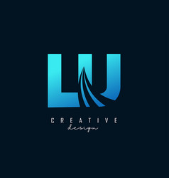 Creative Blue Letters Lu L U Logo With Leading