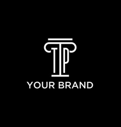 Tp Monogram Initial Logo With Pillar Shape Icon