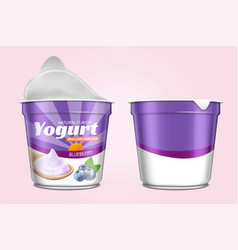 Blueberry Yogurt Plastic Cups Mocup