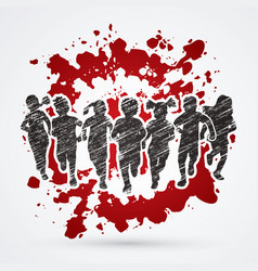 Group Of Children Running Together Graphic