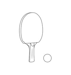 Ping Pong Paddle And Ball Outline Icon On White