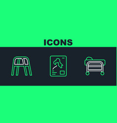 Set Line Stretcher Walker And X-ray Shots Icon