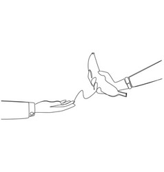 Single Continuous Line Drawing Hand Giving Banana