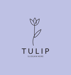 Tulip Line Art Icon Logo Minimalistic Simple