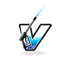 Power Wash Logo With Letter V Concept